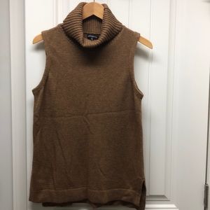 J Crew Mercantile Brown Sleeveless Wool turtleneck